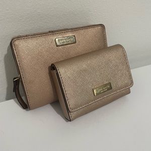 Kate Spade Wallet Bundle Rose Gold Pink 2 for 1 Bi Fold